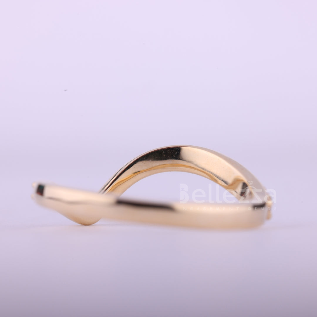 Round Cut Diamond Curved Moissanite Half Eternity Wedding Band