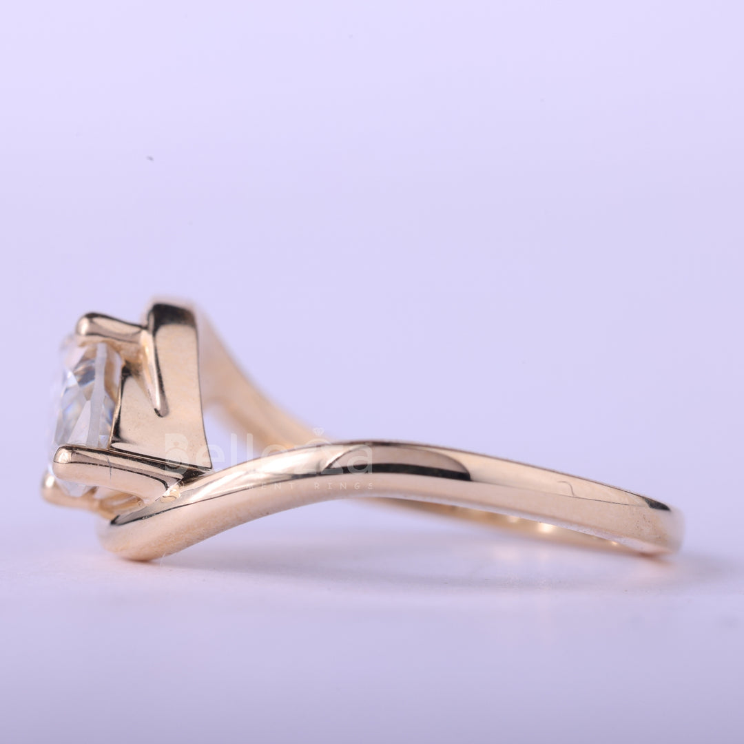 1.0CT East-West Marquise Cut Diamond Unique Engagement Ring