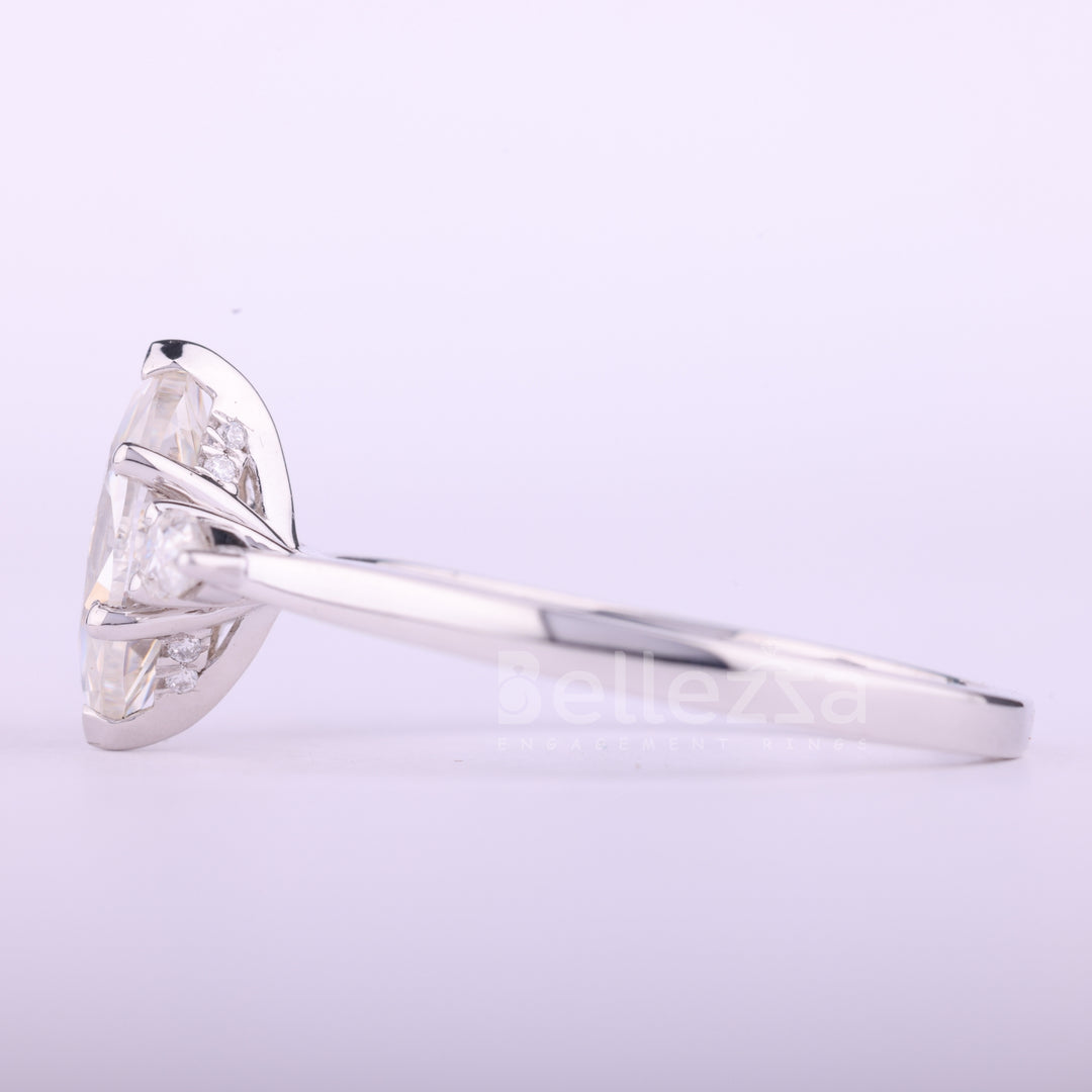 1.50CT Marquise Cut Three Stone Moissanite Engagement Ring