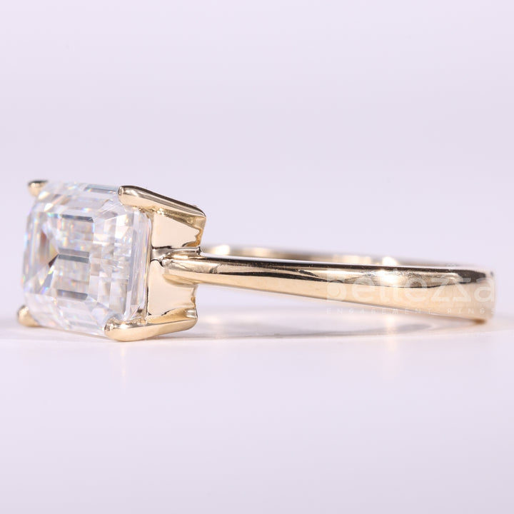 2.50CT East-West Emerald Cut Diamond Solitaire Engagement Ring