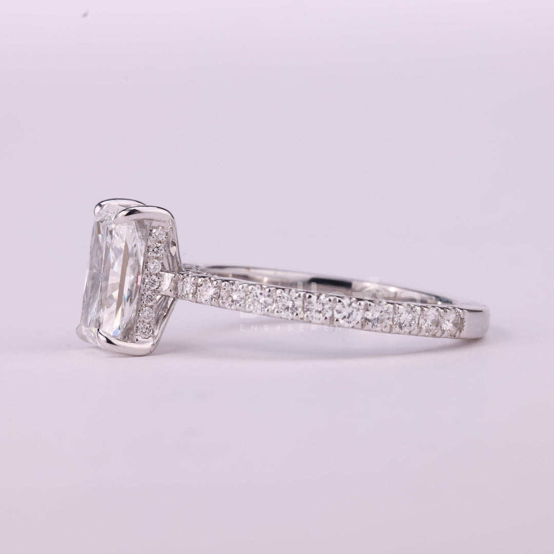 1.50CT Radiant Cut Hidden Halo Pave Setting Moissanite Engagement Ring