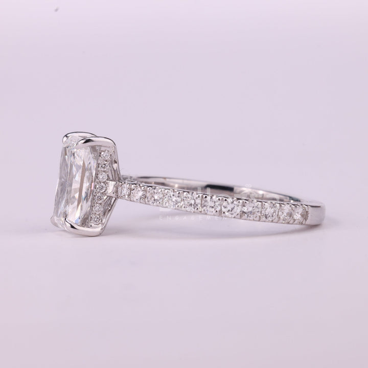 1.50CT Radiant Cut Hidden Halo Pave Setting Moissanite Engagement Ring