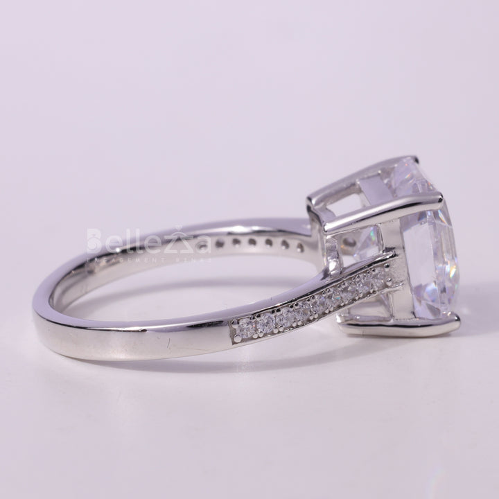 2.0CT Asscher Cut Pave Setting Moissanite Engagement Ring