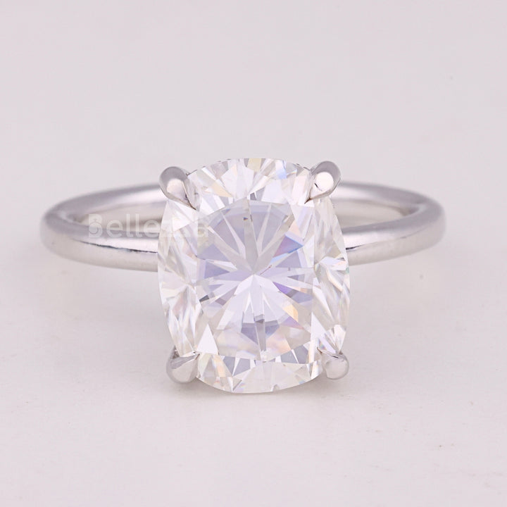 2.0CT Elongated Cushion Cut Hidden Halo Moissanite Engagement Ring