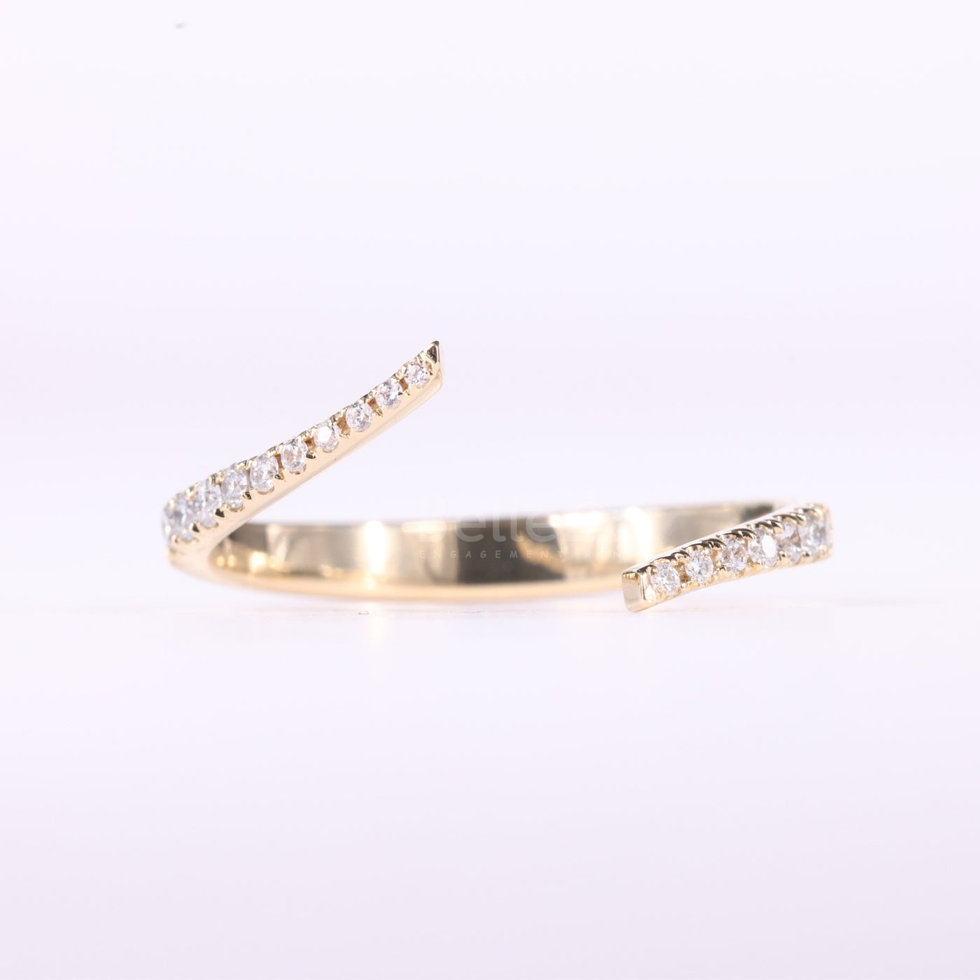 Round Cut Cluster Diamond Open Cuff Moissanite Wedding Band