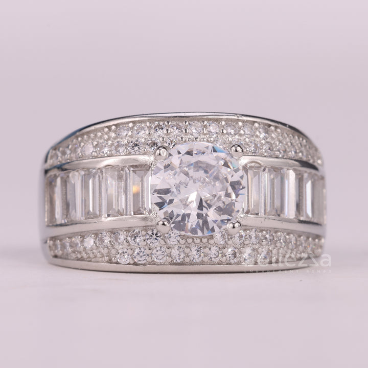 1.0CT Round Cut Cluster Diamond Moissanite Engagement Ring