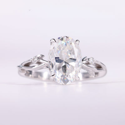 2.0CT Oval Cut Diamond Nature Inspired Moissanite Engagement Ring