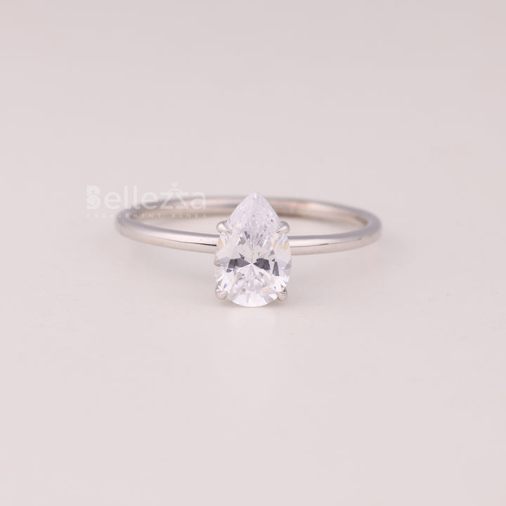 1.0Cut Pear Cut Diamond Hidden Halo Engagement Ring