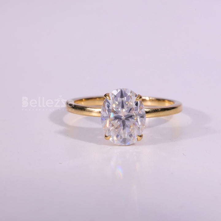 1.0CT Oval Cut Hidden Halo Setting Moissanite Engagement Ring