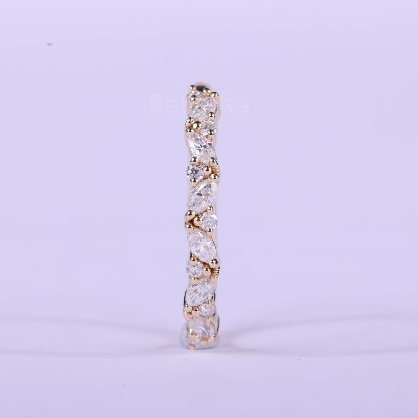 Marquise & Round Cut Cluster Diamond half Eternity Wedding Band