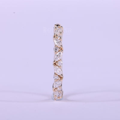 Marquise & Round Cut Cluster Diamond half Eternity Wedding Band