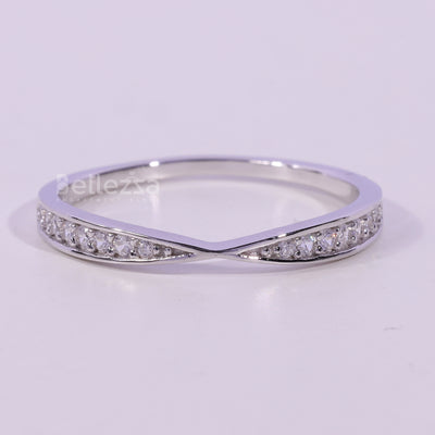 Round Cut Diamond Pinched Style Moissanite Wedding Band
