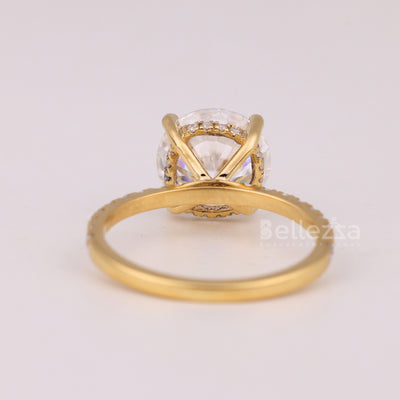 1.0CT Round Cut Diamond Pave Setting Moissanite Engagement Ring