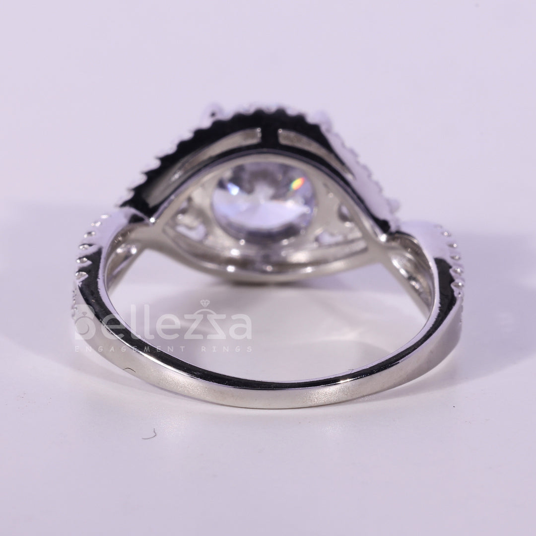 1.50CT Round Cut Diamond Twisted Pave Setting Moissanite Engagement Ring
