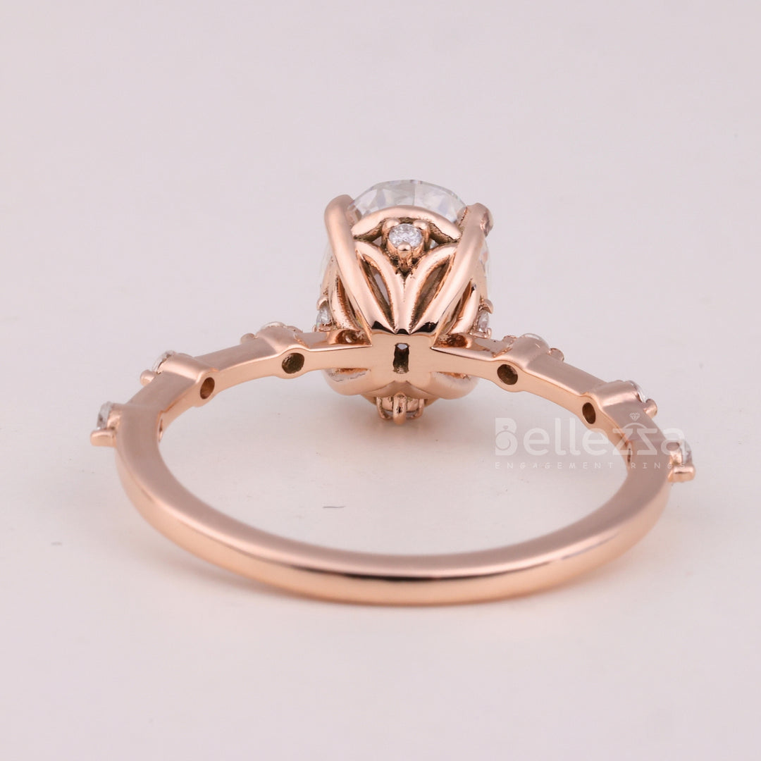 1.50CT Oval Cut Diamond Petite Pave Setting Moissanite Engagement Ring