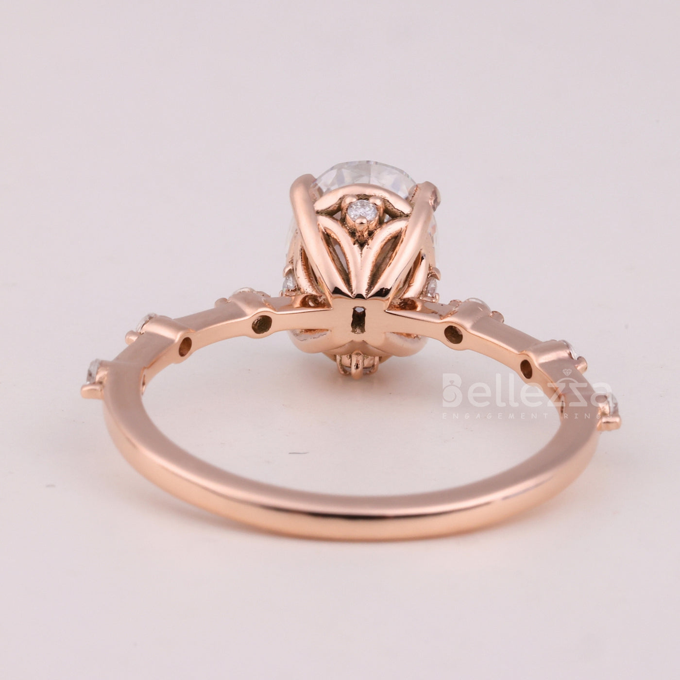 1.50CT Oval Cut Diamond Petite Pave Setting Moissanite Engagement Ring