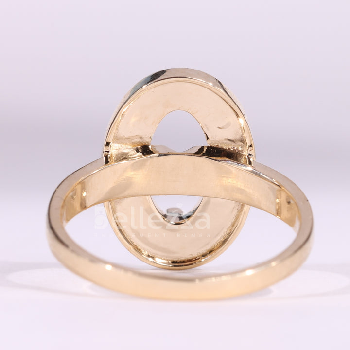 1.0CT Oval Cut Diamond Unique Semi Mount Engagement Ring