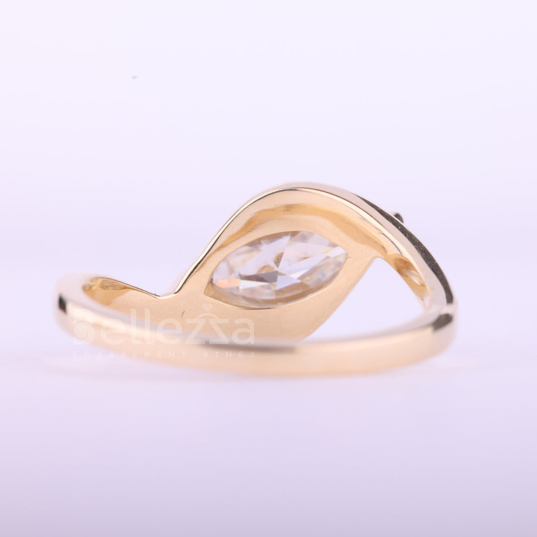 1.50CT East-West Marquise Cut Solitaire Moissanite Engagement Ring