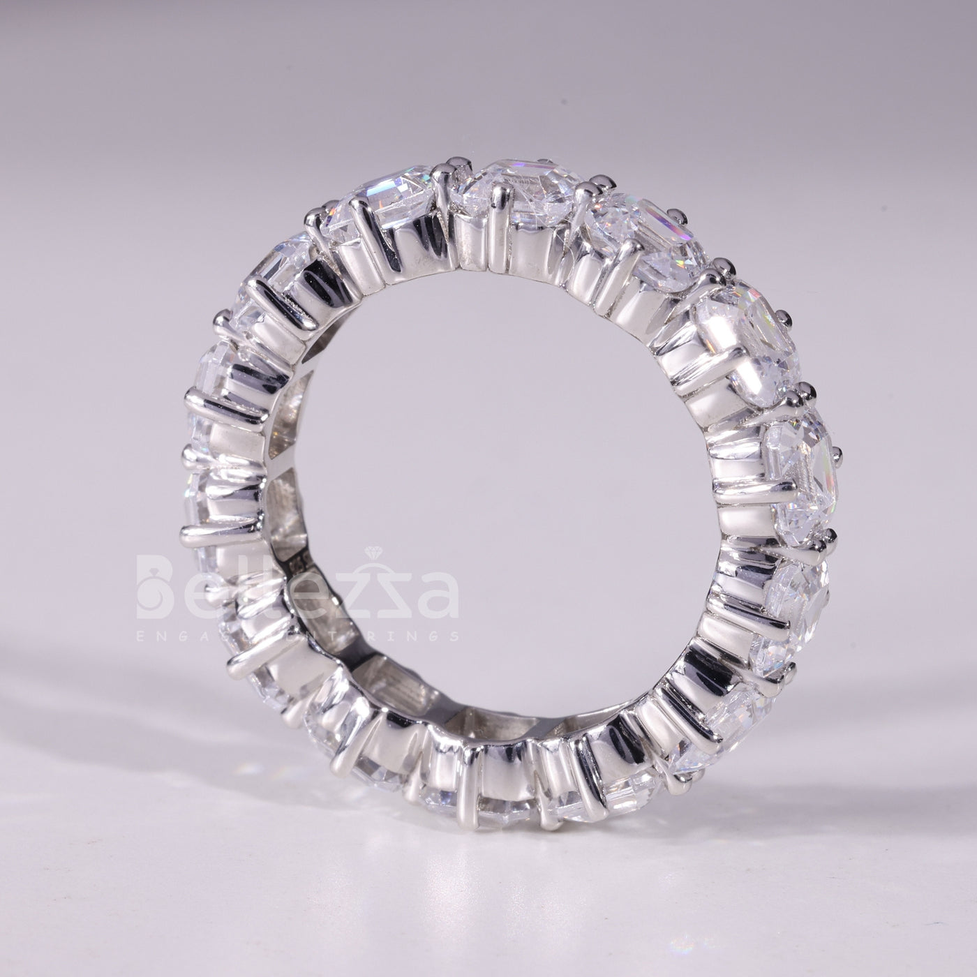 Asscher Cut Full Eternity Moissanite Wedding Band