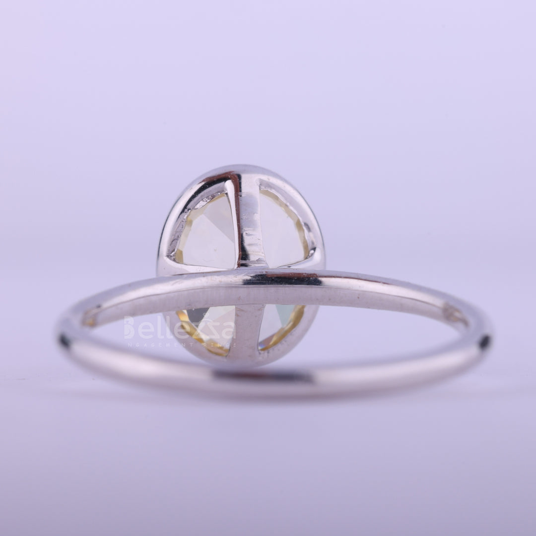 1.50CT Yellow Oval Cut Bezel Setting Solitaire Moissanite Enaggement Ring