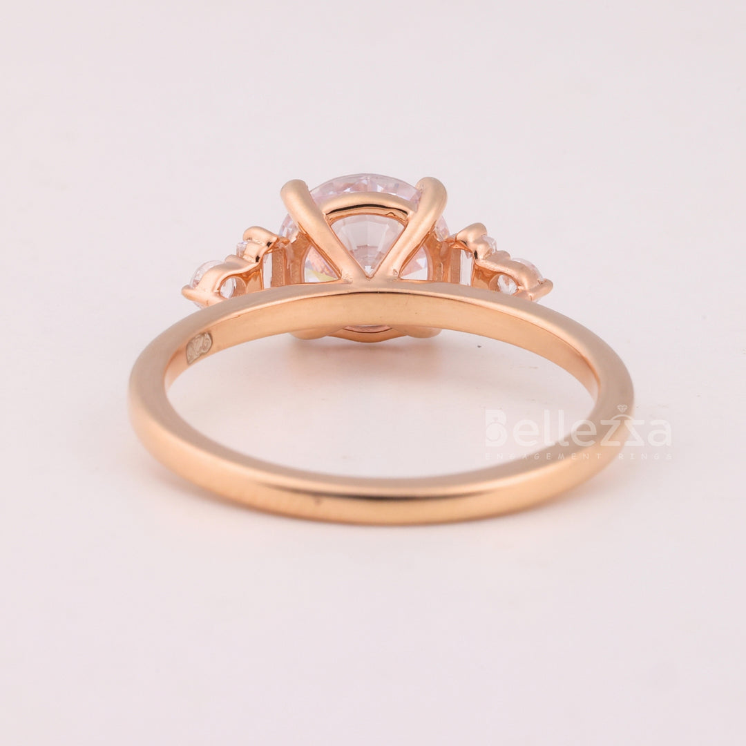 1.0CT Round Cut Cluster Diamond Moissanite Engagement Ring