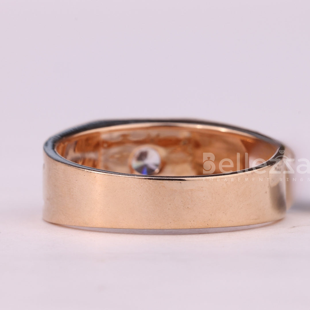 0.75CT Round Cut Unique Solitaire Moissanite Men's Engagement Ring