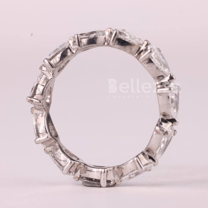 East-West Pear Cut Diamond Full Eternity Moissanite Wedding Band