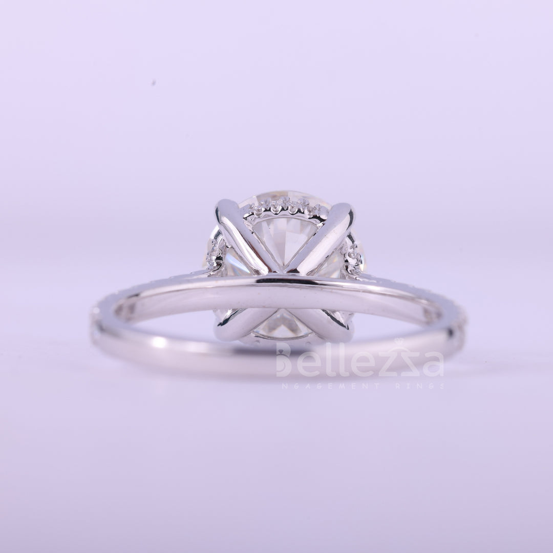 2.0CT Round Cut Diamond Pave Setting Moissanite Engagement Ring