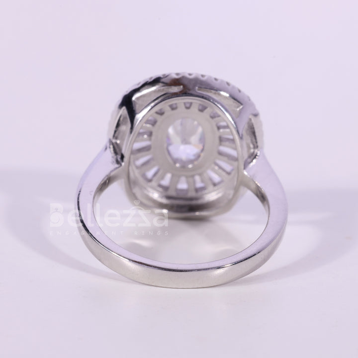 1.0CT Oval Cut Unique Cluster Diamond Moissanite Engagement Ring