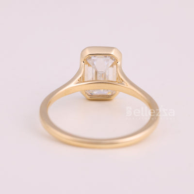 1.50CT Emerald Cut Bezel Setting Solitaire Engagement Ring
