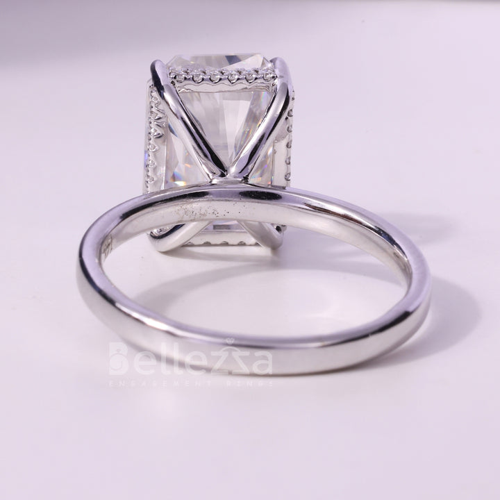 3.0CT Radiant Cut Hidden Halo Moissanite Engagement Ring