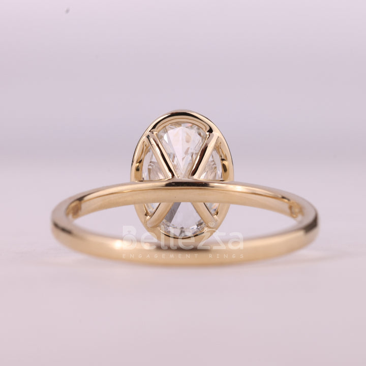 2.0CT Oval Cut Bezel Setting Moissanite Engagement Ring