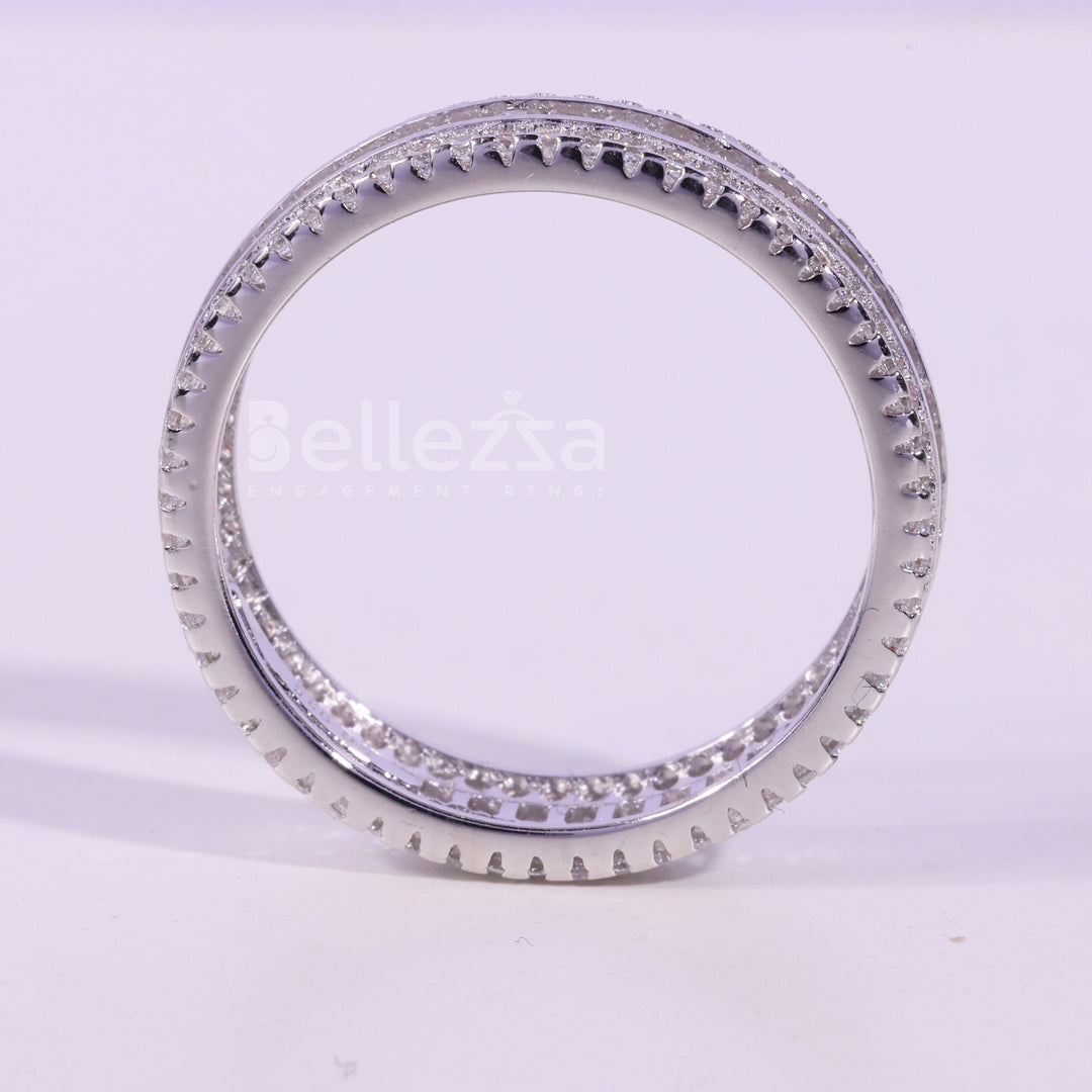 Baguette & Round Cut Moissanite Diamond Full Eternity Wedding Band