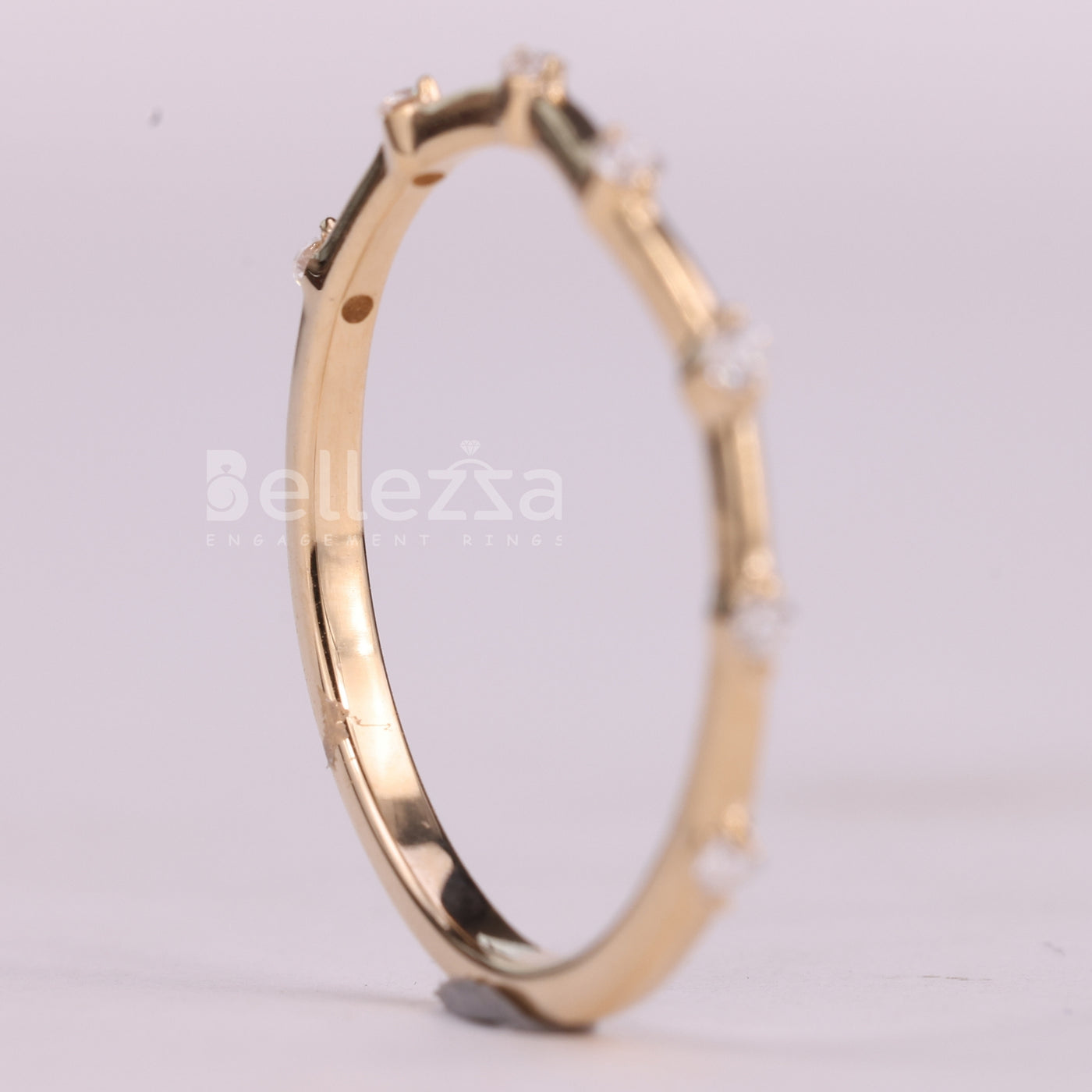 Round Cut Diamond Moissanite Petite Pave Setting Wedding Band