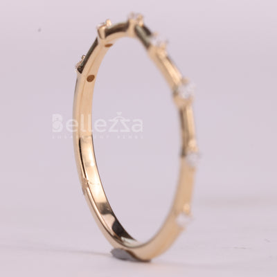 Round Cut Diamond Moissanite Petite Pave Setting Wedding Band