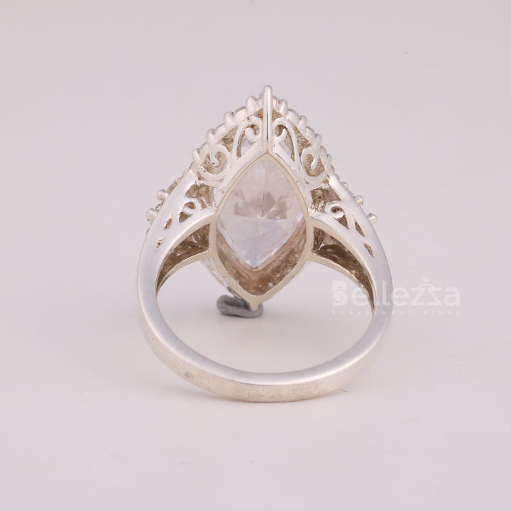 6.0CT Marquise Cut Halo Cluster Diamond Engagement Ring