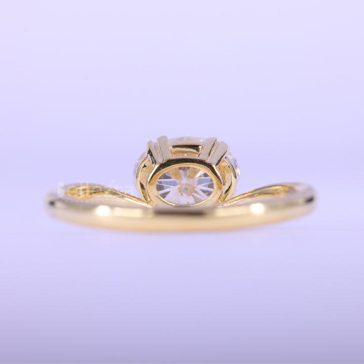 1.50CT East-West Oval Cut Curved Moissanite Engagement Ring