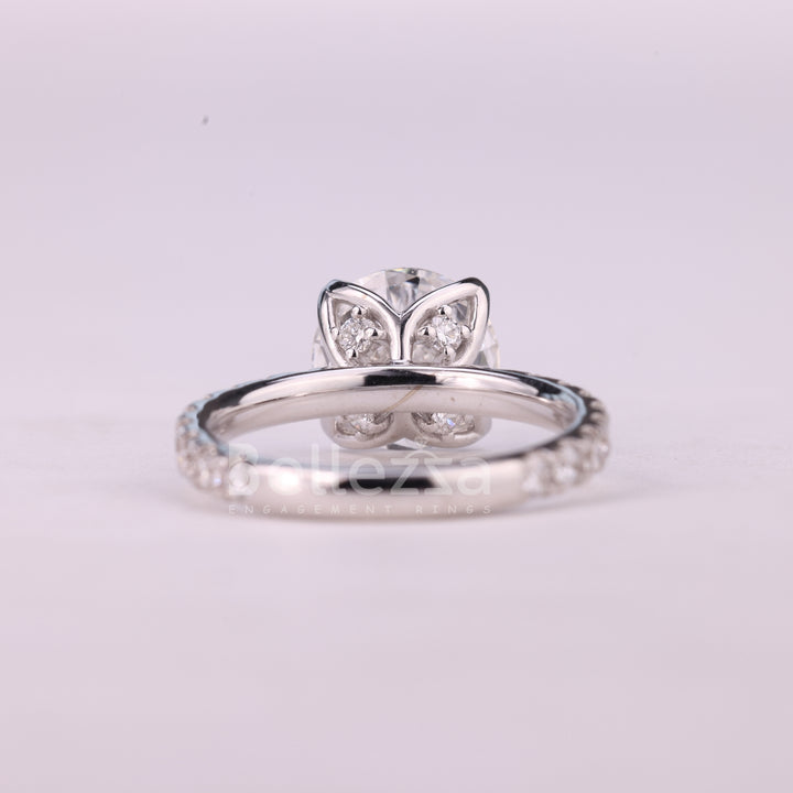 1.0CT Round Brilliant Cut Unique Pave Setting Moissanite Engagement Ring