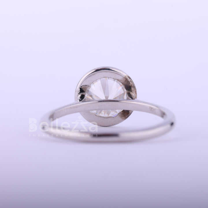 1.0CT Round Cut Diamond Bezel Setting Solitaire Engagement Ring