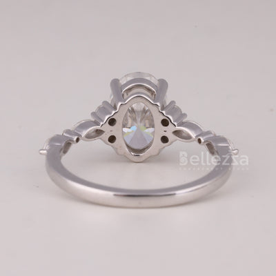 1.50CT Oval Cut Cluster Diamond Moissanite Engagement Ring