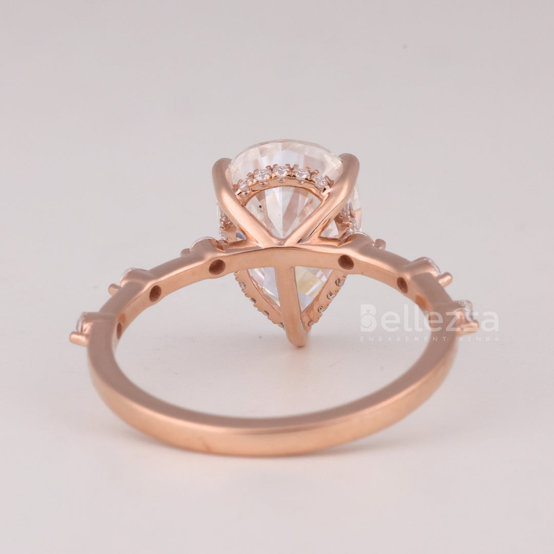 1.50CT Pear Cut Hidden Halo Pave Setting Engagement Ring