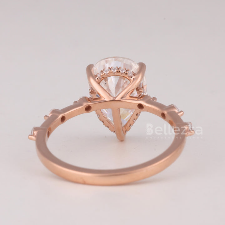 1.50CT Pear Cut Hidden Halo Pave Setting Engagement Ring