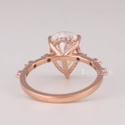 1.50CT Pear Cut Hidden Halo Pave Setting Engagement Ring
