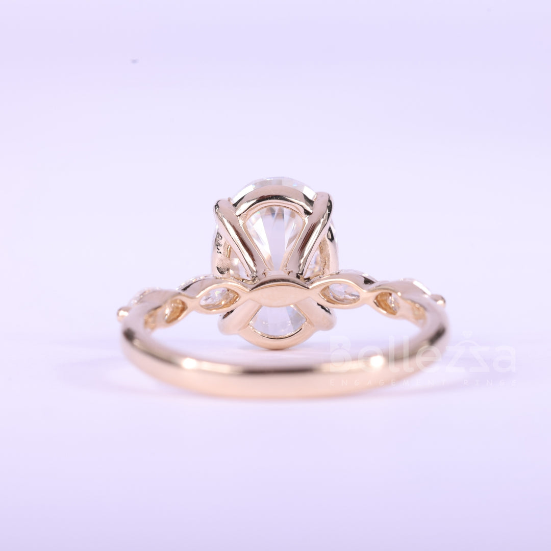 1.50CT Oval Cut Pave Setting Moissanite Engagement Ring