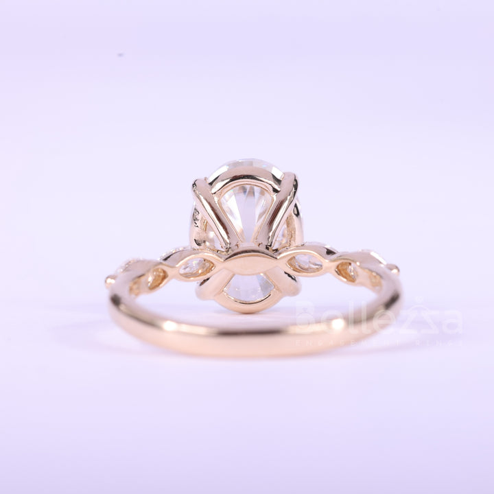 1.50CT Oval Cut Pave Setting Moissanite Engagement Ring