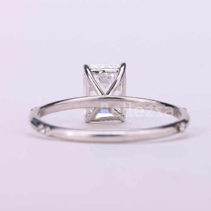 0.75CT Emerald Cut Cluster Diamond Moissanite Engagement Ring