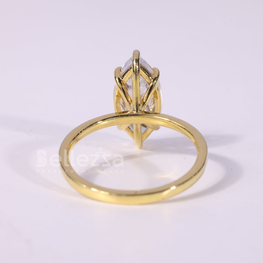2.0CT Marquise Cut Solitaire Moissanite Engagement Ring