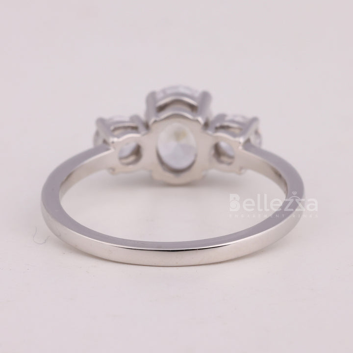 1.0CT Oval Cut Three Stone Moissanite Engagement Ring