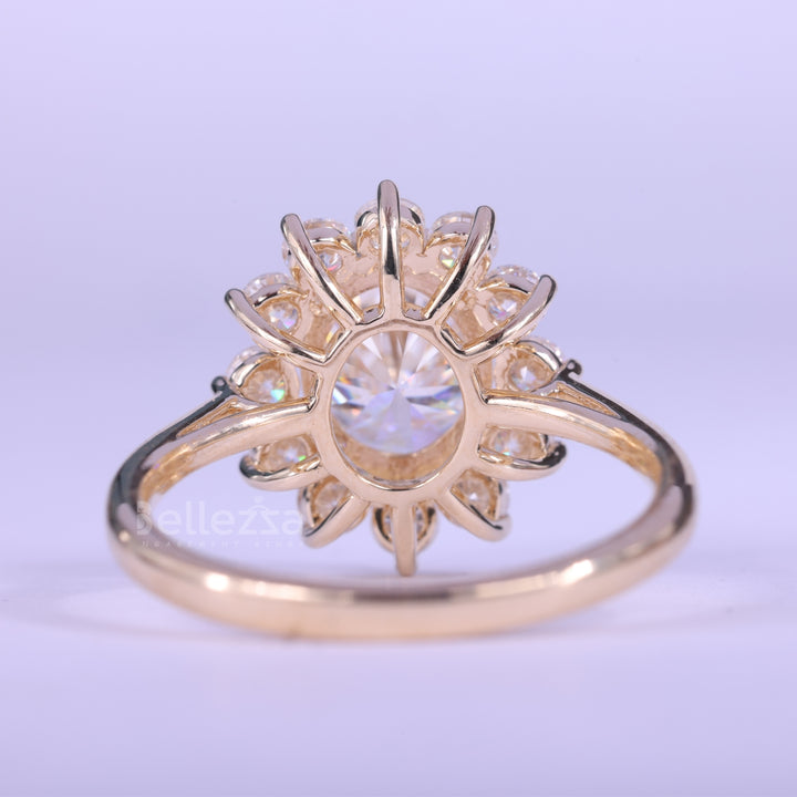 1.50CT Oval Cut Halo Diamond Moissanite Engagement Ring