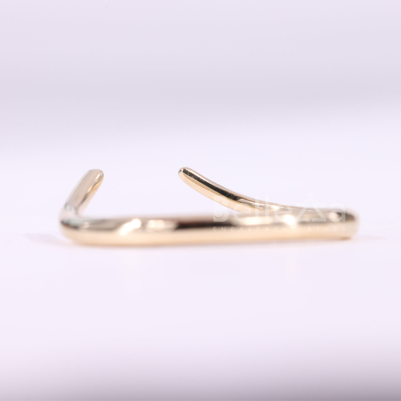 14K Solid Yellow Gold Open Cuff Style Unique Wedding Band